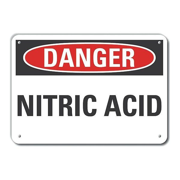 Plastic Nitric Acid Danger Sign, 7 in H, 10 in W, Plastic, Vertical Rectangle, LCU4-0342-NP_10X7