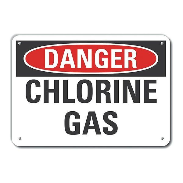 Aluminum Chlorine Danger Sign, 7 in H, 10 in W, Vertical Rectangle, LCU4-0352-NA_10X7