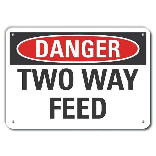 Decal, Plastic, Danger Two Way Feed, 14x10