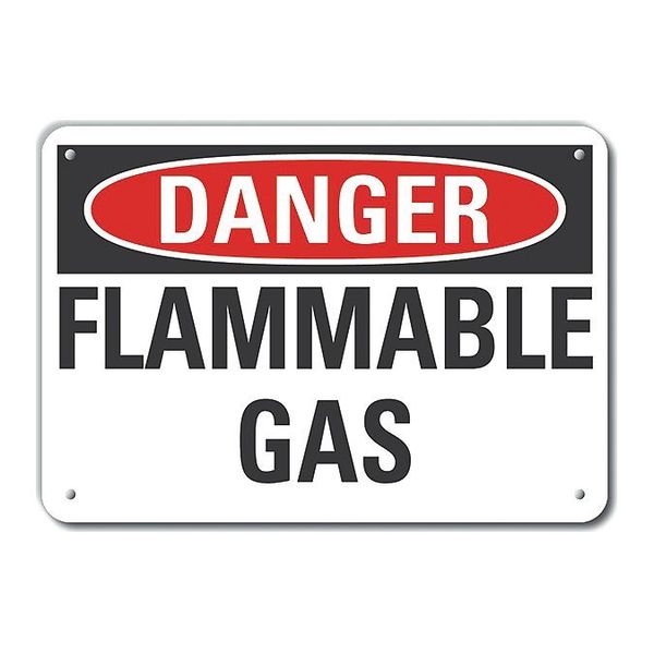 Aluminum Flammable Gas Danger Sign, 7 in H, 10 in W, Vertical Rectangle, English, LCU4-0357-NA_10X7
