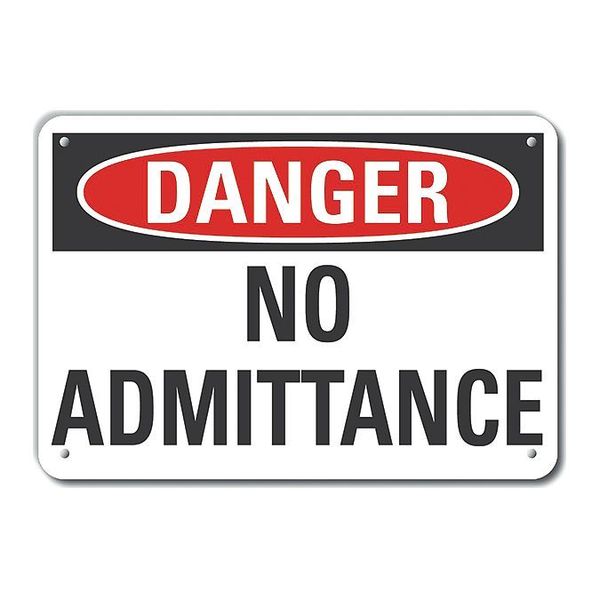 Decal, Plastic, Danger No Admittance, 10x7