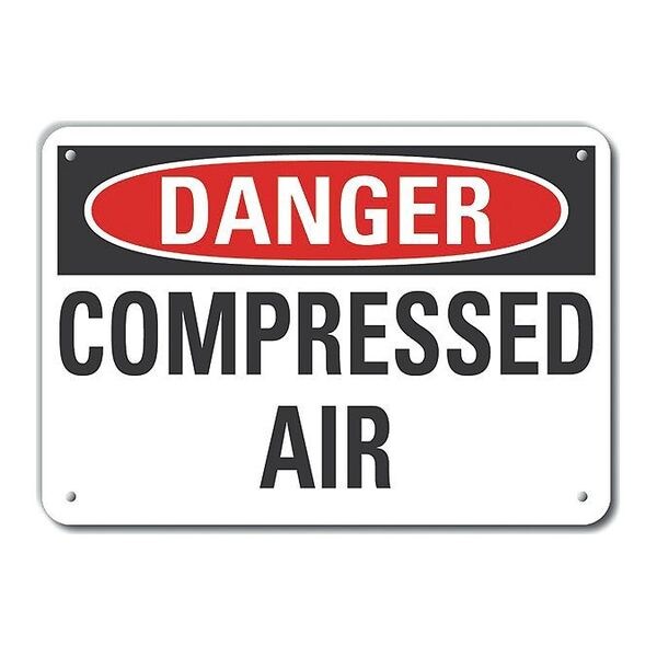 Reflective Compressed Air Danger Sign, 10 in H, 14 in W, Horizontal Rectangle, LCU4-0365-RA_14X10