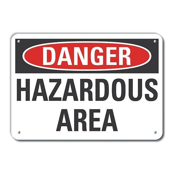 Reflective  Hazard Area Danger Sign, 10 in Height, 14 in Width, Aluminum, Horizontal Rectangle