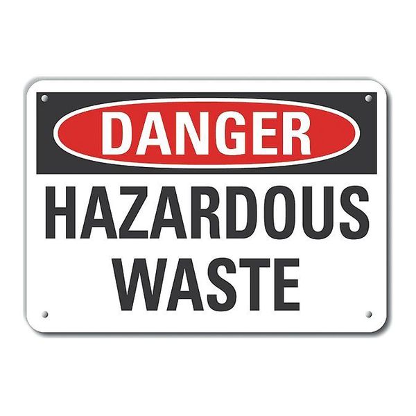 Reflective Hazardous Waste Danger Sign, 7 in H, 10 in W, Vertical Rectangle, LCU4-0374-RA_10X7