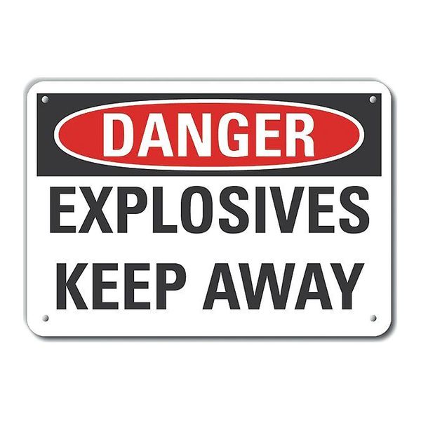 Reflective Explosive Materials Danger Sign, 7 in H, 10 in W, Vertical Rectangle, LCU4-0432-RA_10X7