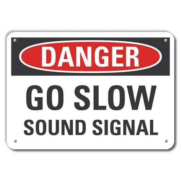 Reflective Lift Truck Traffic Danger Sign, 10 in H, 14 in W, Aluminum, English, LCU4-0433-RA_14X10