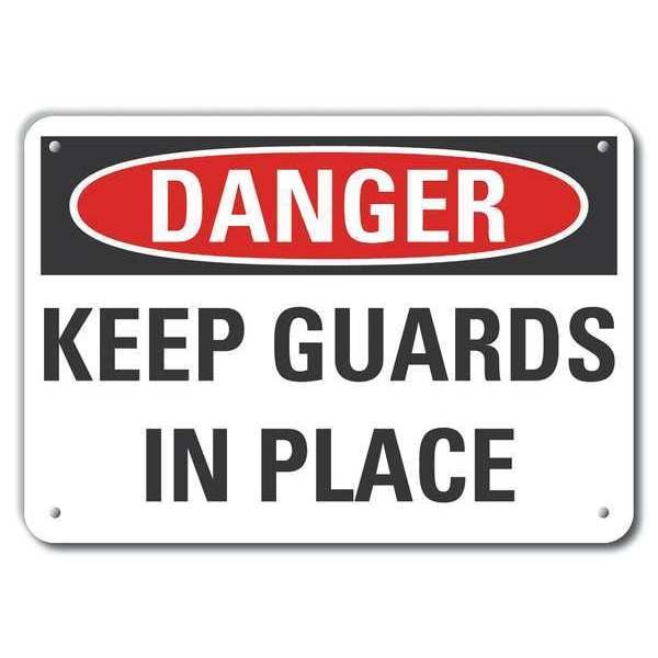 Plastic Machine Guards Danger Sign, 10 in Height, 14 in Width, Plastic, Horizontal Rectangle