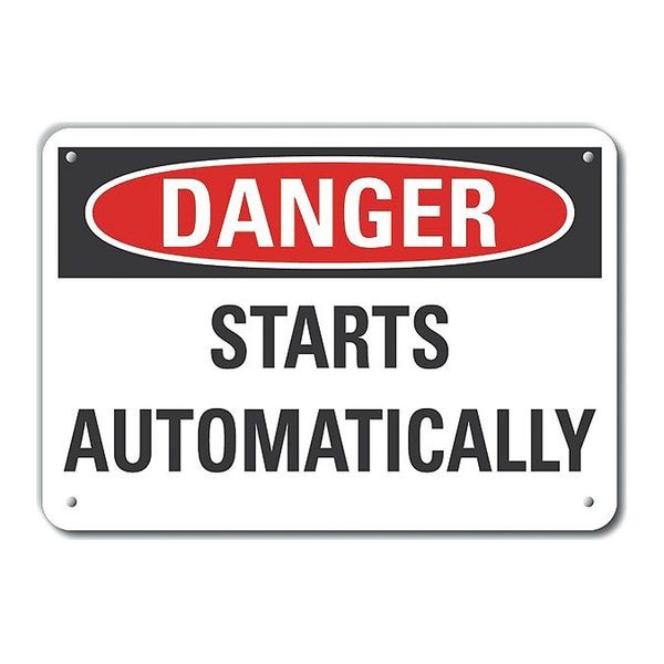 Danger Sign, 10 in Height, 14 in Width, Aluminum, Horizontal Rectangle, English