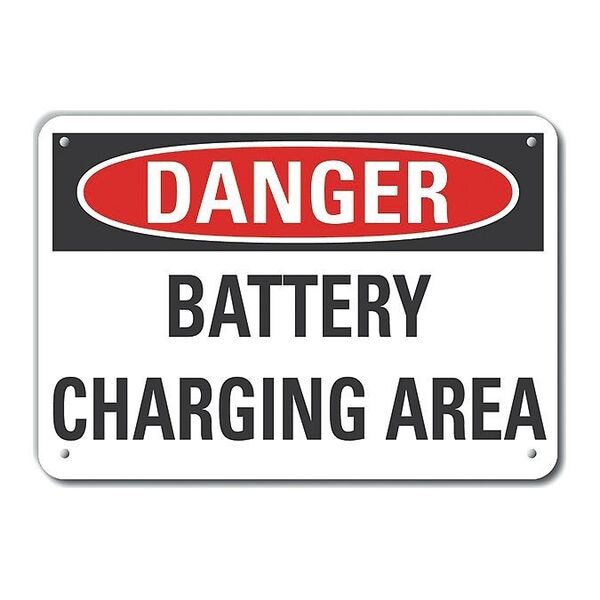 Danger Sign, 10 in Height, 14 in Width, Aluminum, Horizontal Rectangle, English