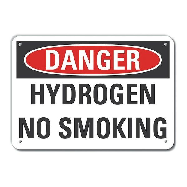 Reflective  Hydrogen Danger Sign, 10 in Height, 14 in Width, Aluminum, Horizontal Rectangle
