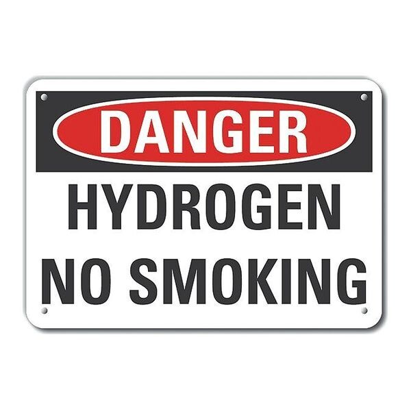 Reflective  Hydrogen Danger Sign, 7 in Height, 10 in Width, Aluminum, Vertical Rectangle, English