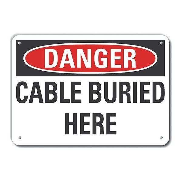 Plastic Buried Cable Danger Sign, 7 in H, 10 in W, Vertical Rectangle, LCU4-0391-NP_10X7