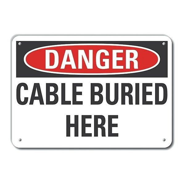 Plastic Buried Cable Danger Sign, 10 in H, 14 in W, Horizontal Rectangle, LCU4-0391-NP_14X10