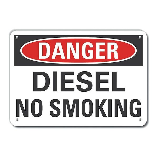 Reflective  Diesel Danger Sign, 10 in Height, 14 in Width, Aluminum, Horizontal Rectangle, English