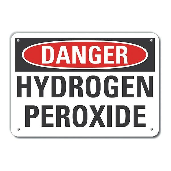Reflective  Hydrogen Peroxide Danger Sign, 7 in Height, 10 in Width, Aluminum, Vertical Rectangle
