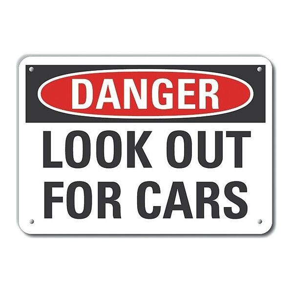 Reflective Traffic Safety Danger Sign, 10 in H, 14 in W, Horizontal Rectangle, LCU4-0396-RA_14X10