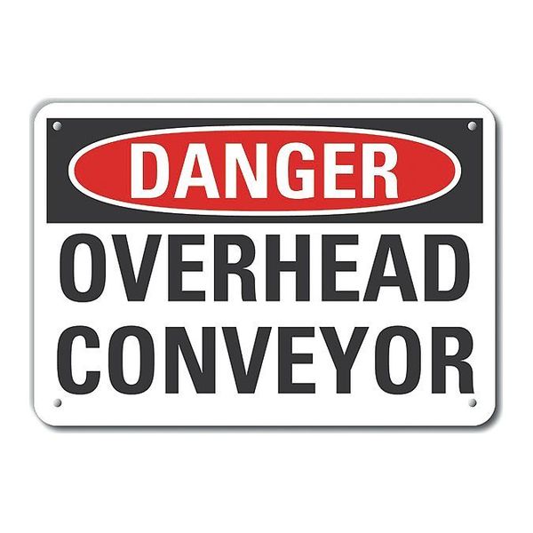 Aluminum Conveyor Safety Danger Sign, 10 in Height, 14 in Width, Aluminum, Horizontal Rectangle