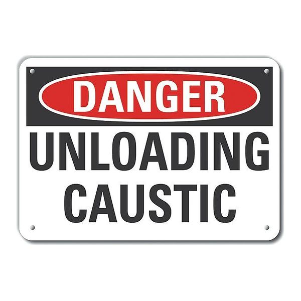 Reflective Caustic Danger Sign, 10 in H, 14 in W, Horizontal Rectangle, English, LCU4-0399-RA_14X10