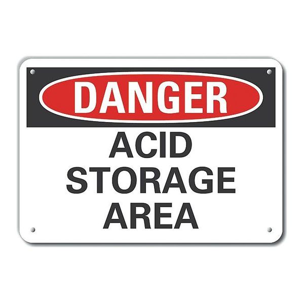 Plastic Acid Danger Sign, 7 in H, 10 in W, Vertical Rectangle, LCU4-0400-NP_10X7