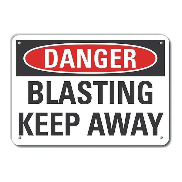 Plastic Blasting Area Danger Sign, 7 in Height, 10 in Width, Plastic, Vertical Rectangle, English
