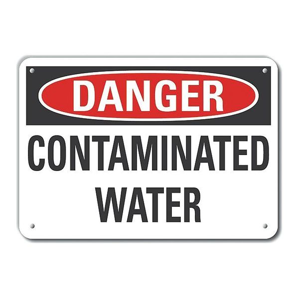 Reflective  Potable Water Danger Sign, 10 in Height, 14 in Width, Aluminum, Horizontal Rectangle