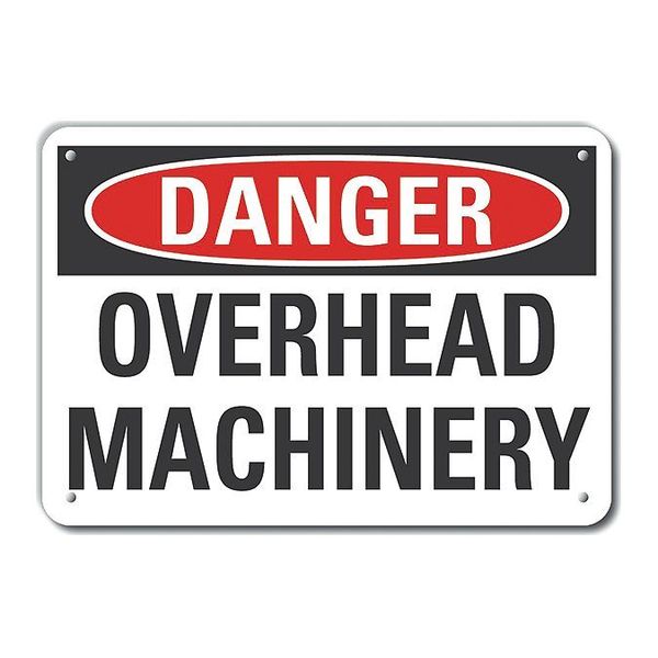 Plastic Overhead Hazard Danger Sign, 10 in Height, 14 in Width, Plastic, Horizontal Rectangle