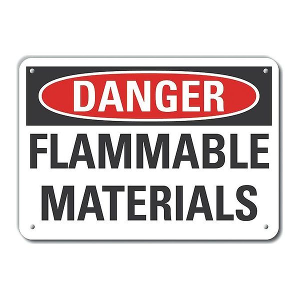 Plastic Flammable Material Danger Sign, 10 in H, 14 in W, Horizontal Rectangle, LCU4-0413-NP_14X10