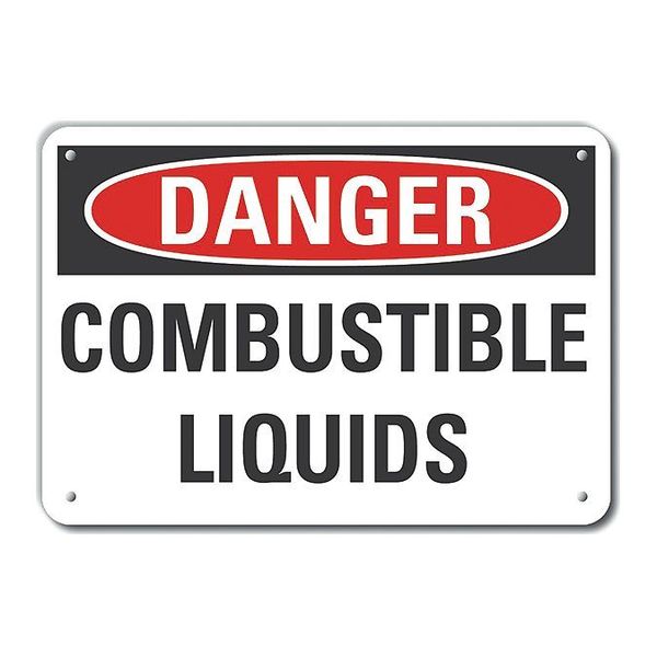 Aluminum Combustible Liquid Danger Sign, 7 in H, 10 in W, Vertical Rectangle, LCU4-0417-NA_10X7