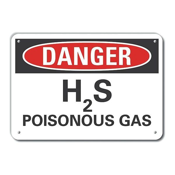 Reflective H(2)S Poisonous Gas Danger Sign, 10 in H, 14 in W, English, LCU4-0421-RA_14X10