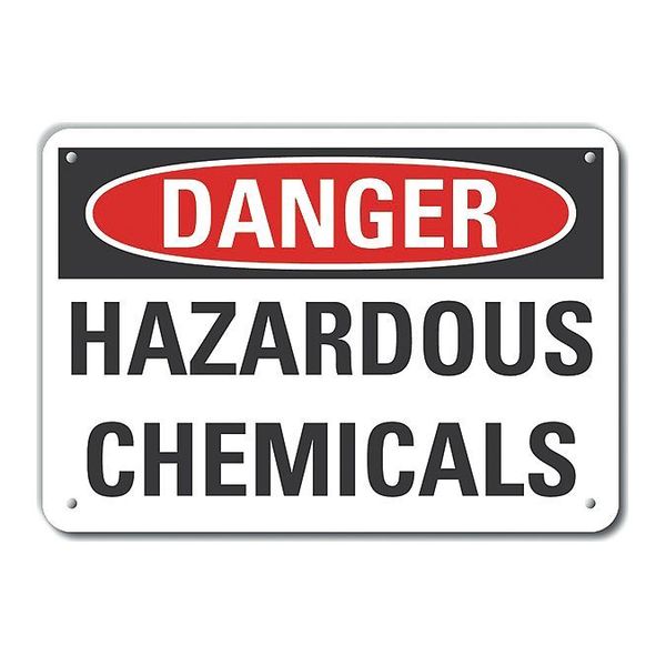 Aluminum Hazardous Chemicals Danger Sign, 10 in H, 14 in W, Horizontal Rectangle, LCU4-0422-NA_14X10