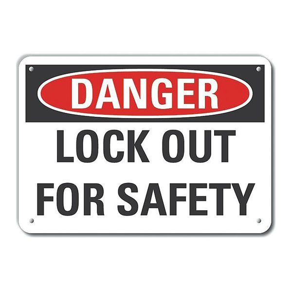 Reflective  Lockout Tagout Danger Sign, 10 in Height, 14 in Width, Aluminum, Horizontal Rectangle