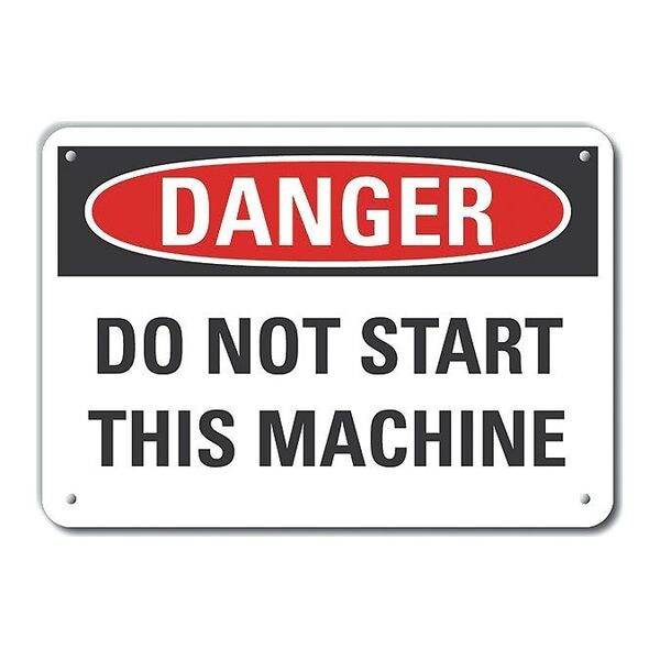 Danger Sign, 10 in Height, 14 in Width, Aluminum, Horizontal Rectangle, English