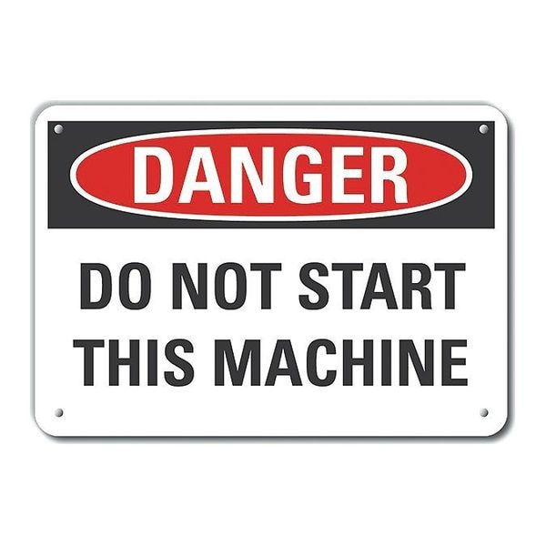 Reflective  Machine & Operation Danger Sign, 10 in Height, 14 in Width, Aluminum, English