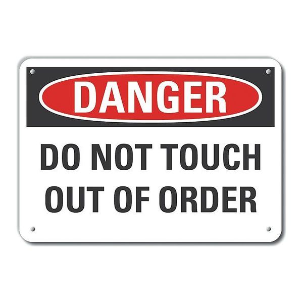Reflective  Accident Prevention Danger Sign, 10 in Height, 14 in Width, Aluminum, English