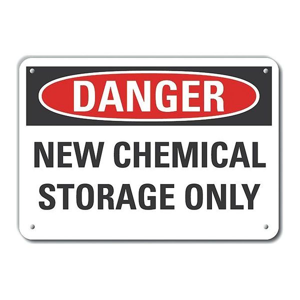 Reflective  Chemical Storage Danger Sign, 10 in Height, 14 in Width, Aluminum, Horizontal Rectangle