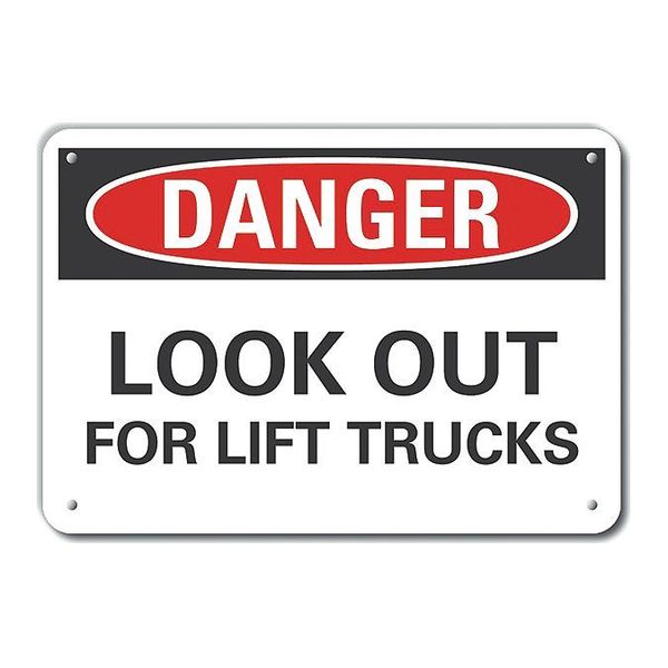 Aluminum Lift Truck Traffic Danger Sign, 7 in H, 10 in W, Vertical Rectangle, LCU4-0476-NA_10X7