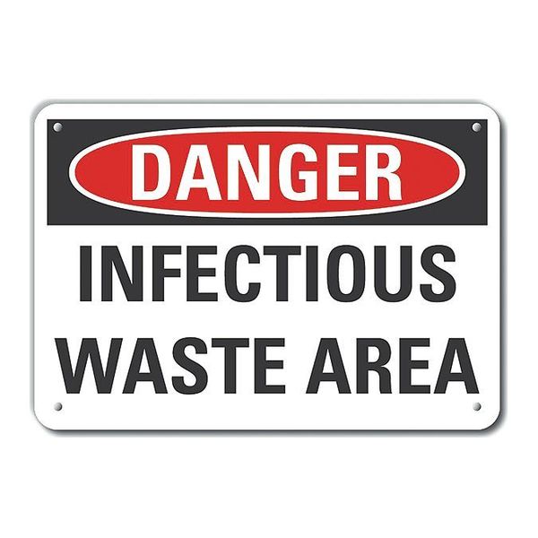 Reflective Infectious Waste Danger Sign, 7 in H, 10 in W, Vertical Rectangle, LCU4-0448-RA_10X7