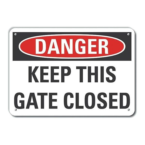 Danger Sign, 10 in Height, 14 in Width, Aluminum, Horizontal Rectangle, English
