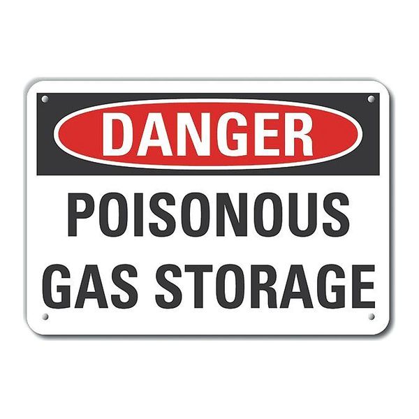 Plastic Poisonous Gas Danger Sign, 10 in H, 14 in W, Horizontal Rectangle, LCU4-0450-NP_14X10