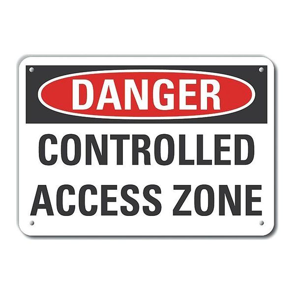 Aluminum Controlled Access  Danger Sign, 10 in Height, 14 in Width, Aluminum, Horizontal Rectangle