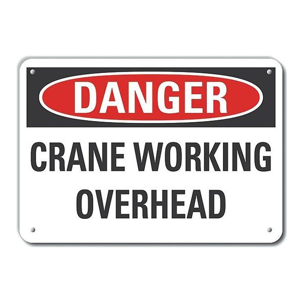 Aluminum Crane & Hoists Danger Sign, 10 in Height, 14 in Width, Aluminum, Horizontal Rectangle