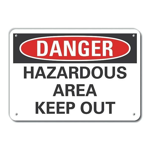 Reflective  Hazard Area Danger Sign, 7 in Height, 10 in Width, Aluminum, Vertical Rectangle