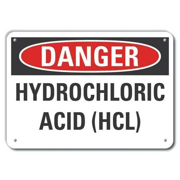 Reflective Hydrochloric Acid Danger Sign, 7 in H, 10 in W, Vertical Rectangle, LCU4-0464-RA_10X7