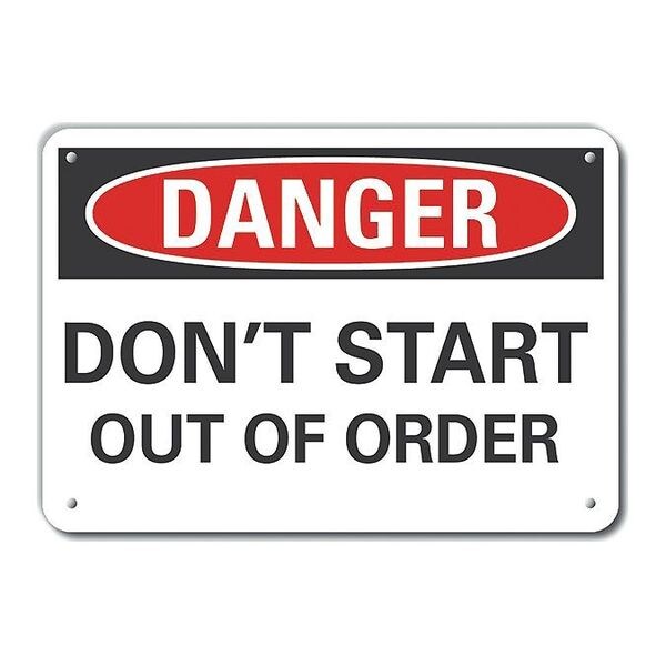 Reflective  Machine & Operation Danger Sign, 10 in Height, 14 in Width, Aluminum, English