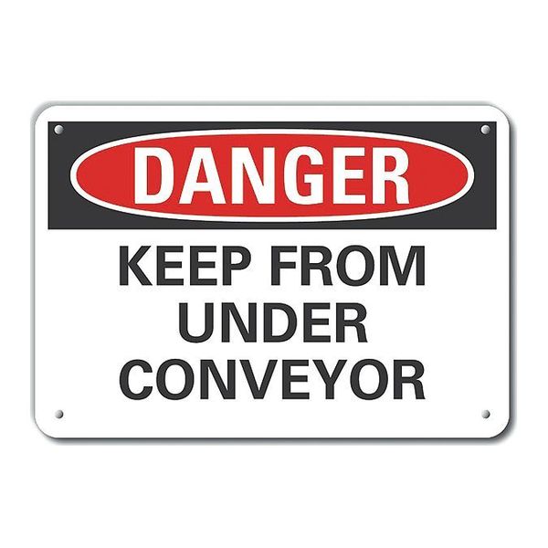 Reflective  Conveyor Safety Danger Sign, 7 in Height, 10 in Width, Aluminum, Vertical Rectangle