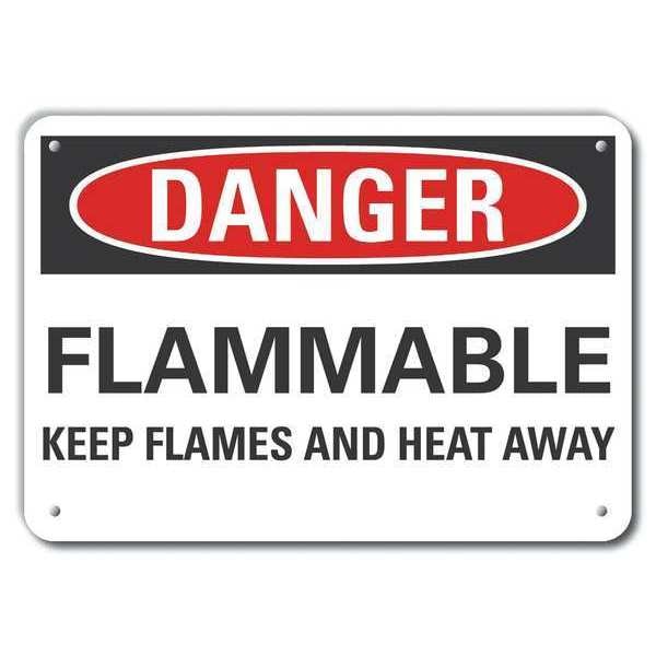 Aluminum Flammable Material Danger Sign, 10 in H, 14 in W, Horizontal Rectangle, LCU4-0539-NA_14X10