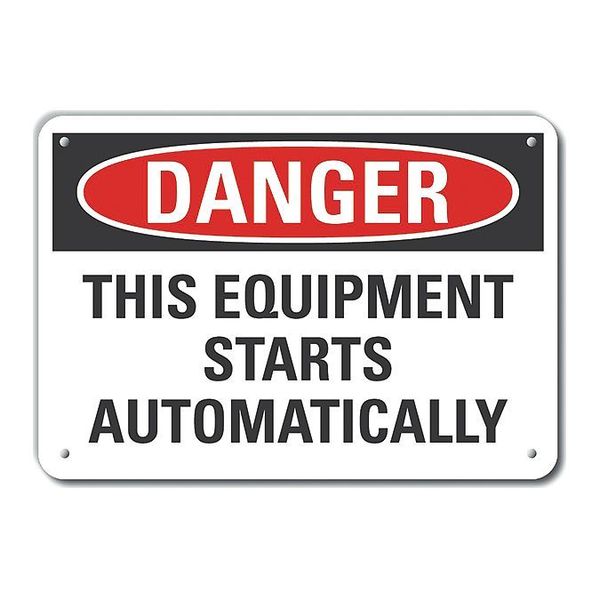Danger Sign, 10 in Height, 14 in Width, Aluminum, Horizontal Rectangle, English