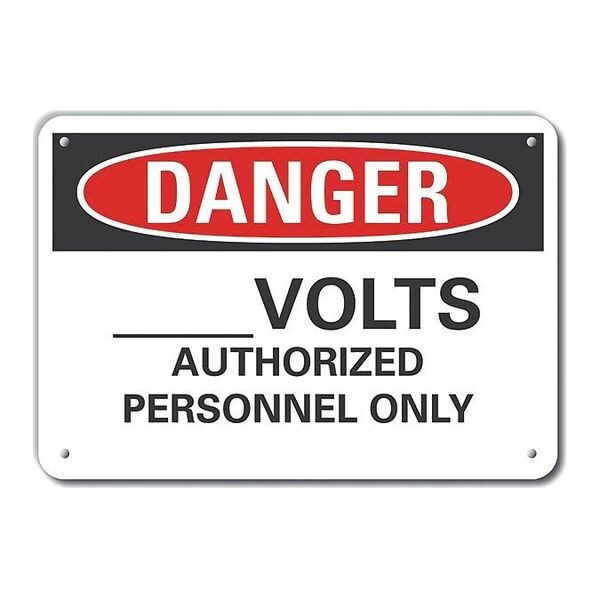 Danger Sign, 10 in Height, 14 in Width, Plastic, Horizontal Rectangle, English