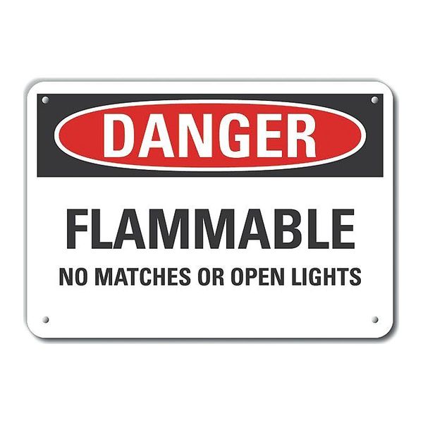 Plastic Flammable Material Danger Sign, 7 in H, 10 in W, Vertical Rectangle, LCU4-0544-NP_10X7