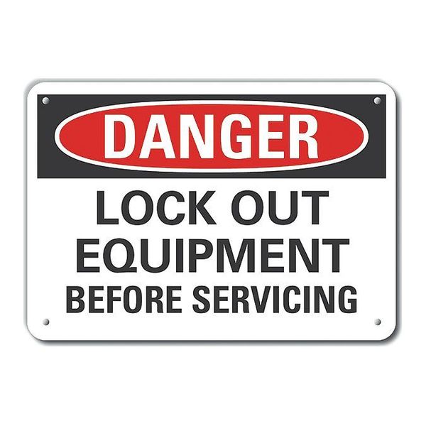 Danger Sign, 10 in Height, 14 in Width, Aluminum, Horizontal Rectangle, English